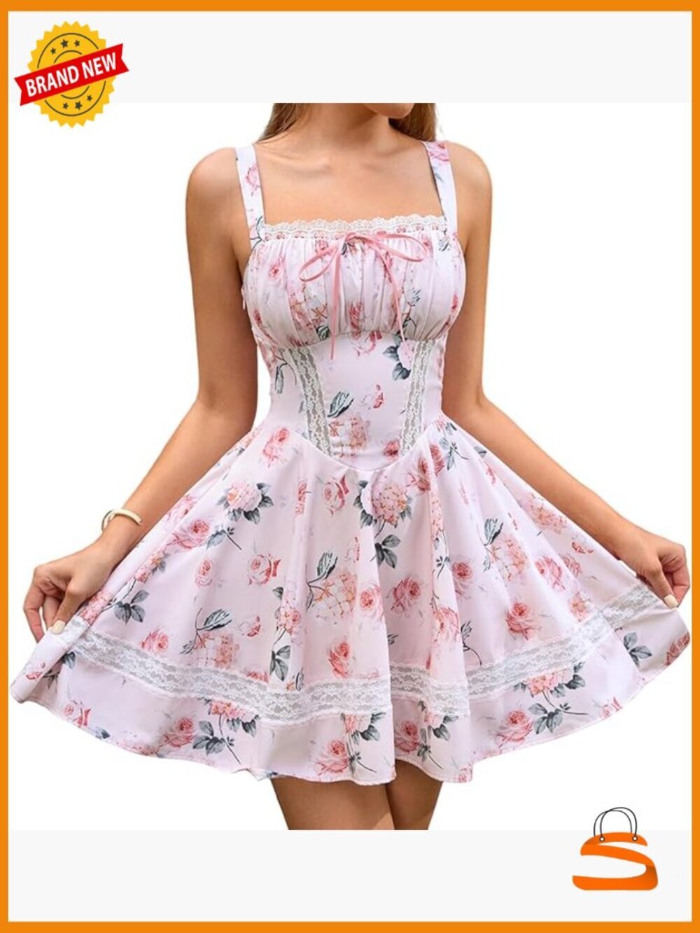 Lace Floral Mini Dress Corset Flowy A Line Cute Short Graduation Dresses